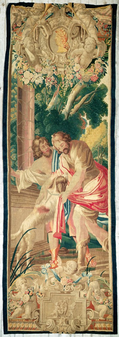 Odysseus vergezeld door Telemachus wordt herkend door zijn hond, Argus door Simon Vouet